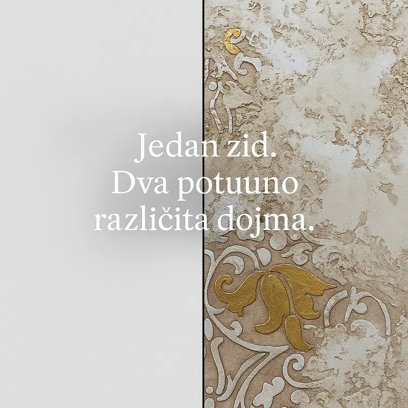 Zid s dekorativnom teksturom i zlatnim detaljima